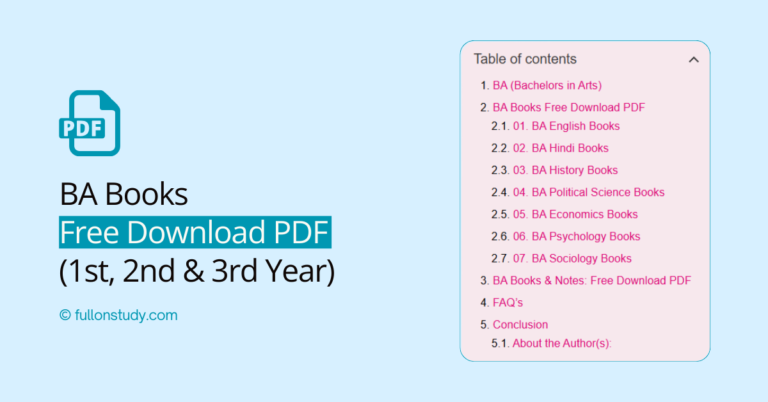 BA Books Free Download PDF (2026): 1st, 2nd & 3rd Year