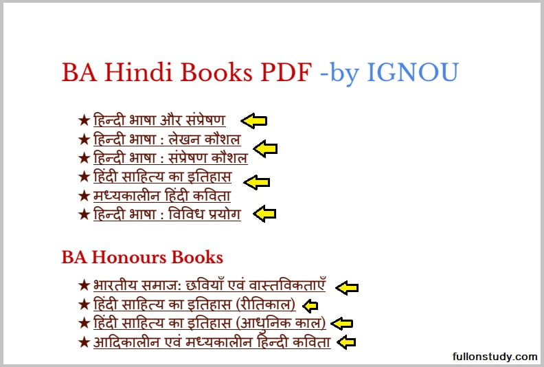 BA Hindi Books 2025: 1st, 2nd & 3rd Year (Free Download PDF) BA Hindi Books PDF Links IGNOU