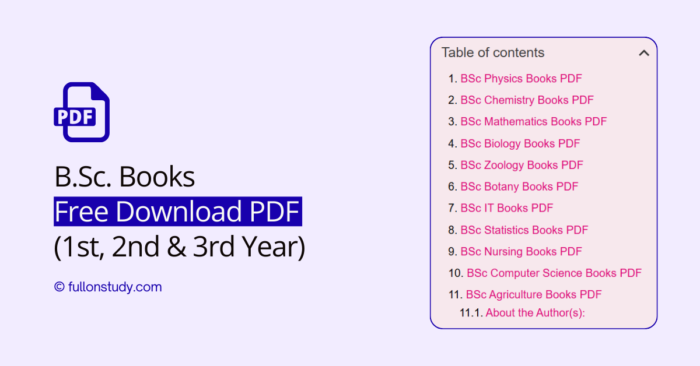 B.Sc books PDF free download for all semesters