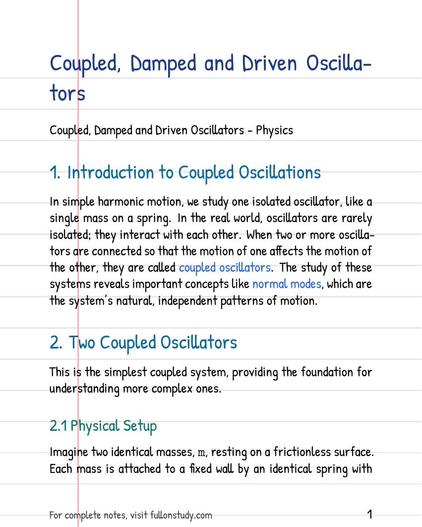 Coupled, Damped and Driven Oscillators Preview Page 1