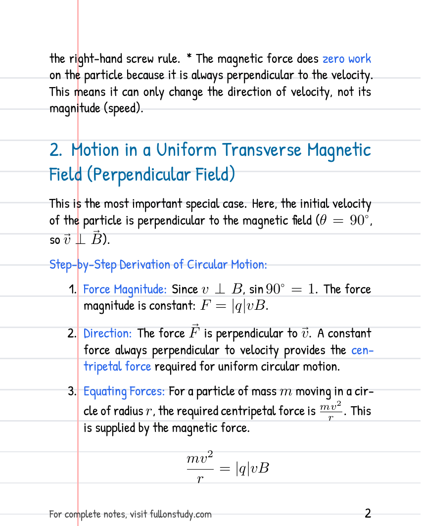 Transverse Magnetic Field and Cyclotron - Physics - Electrodynamics Preview Page 2