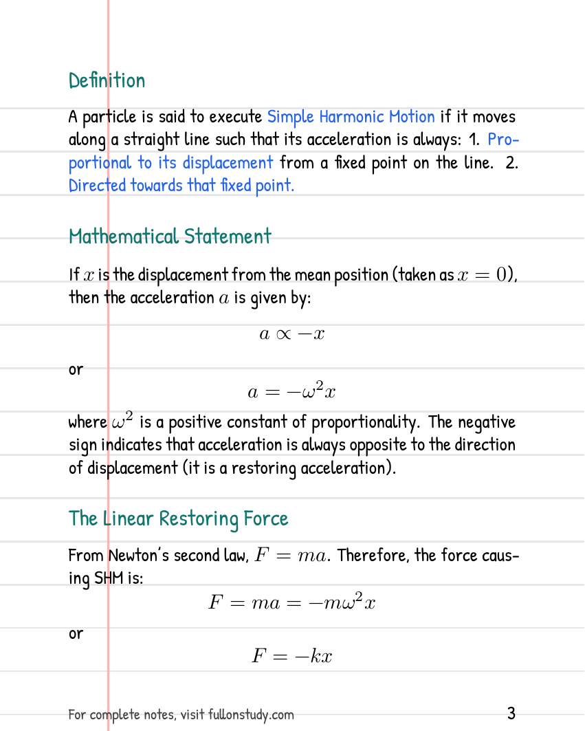 Simple Harmonic Motion Preview Page 3
