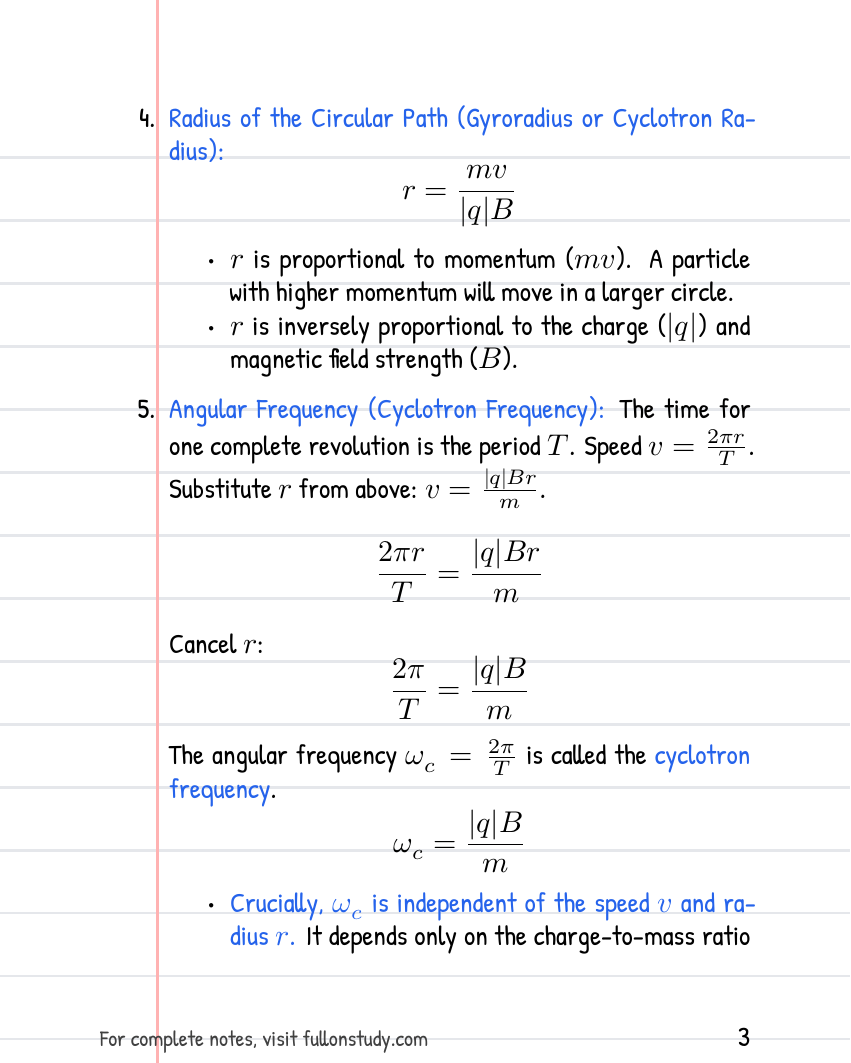 Transverse Magnetic Field and Cyclotron - Physics - Electrodynamics Preview Page 3