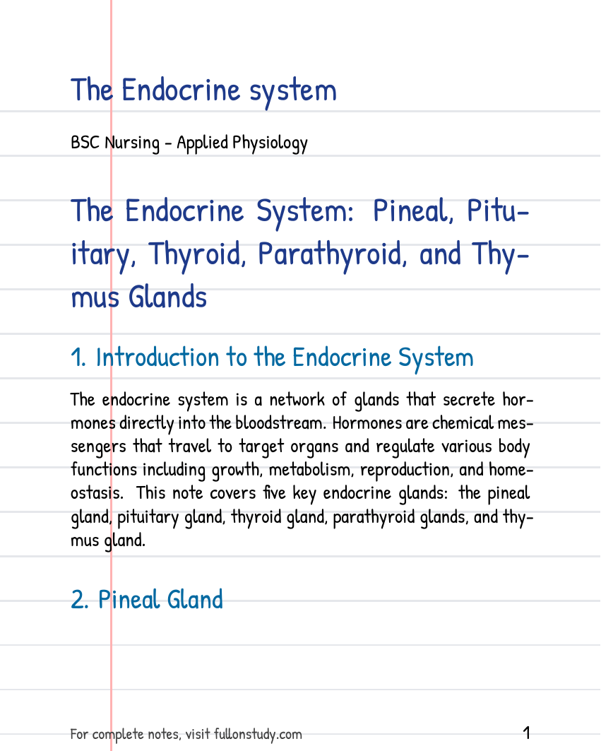 The Endocrine system Preview Page 1