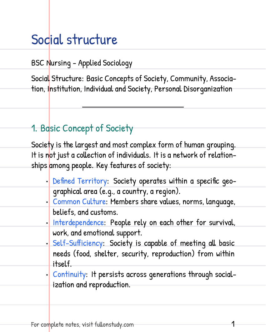 Social structure Preview Page 1