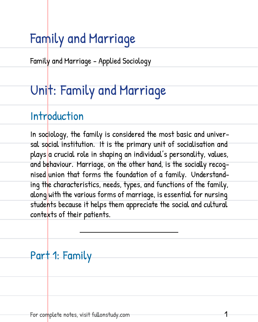 Family and Marriage Preview Page 1