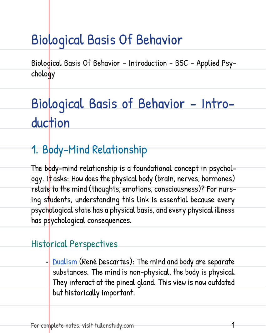 Biological Basis Of Behavior Preview Page 1