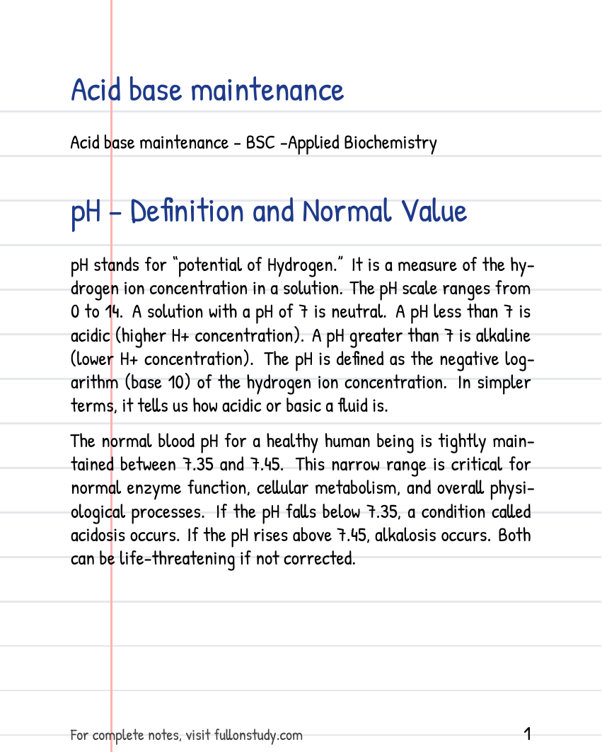 Acid base maintenance Preview Page 1