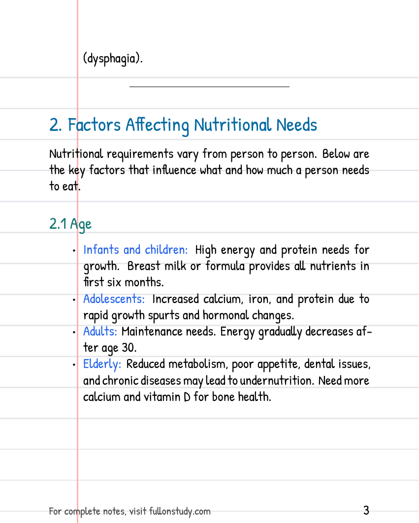 Nutritional needs Preview Page 3