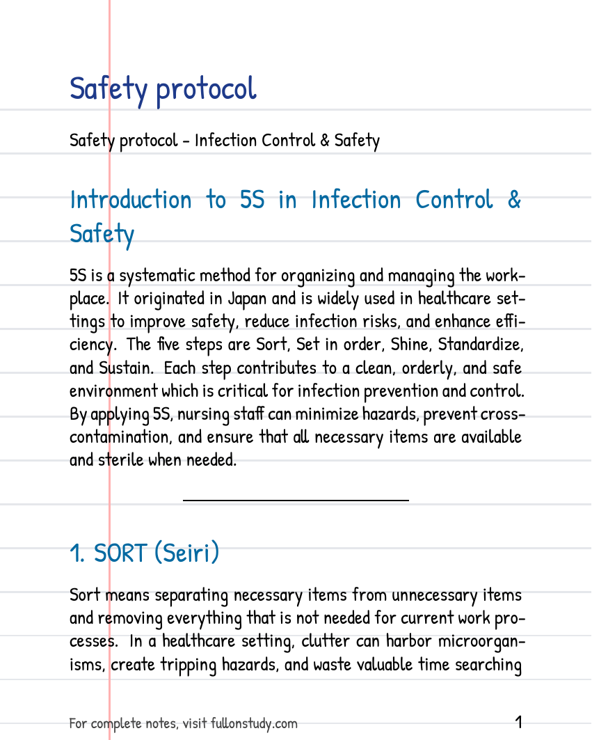 Safety protocol Preview Page 1