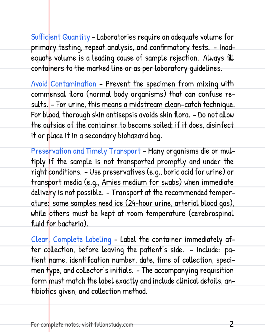 Specimen Collection Preview Page 2