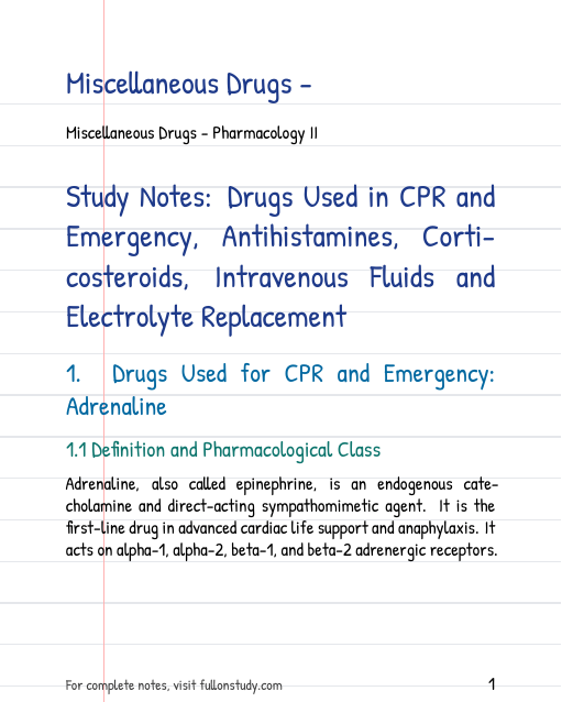 Miscellaneous Drugs - Preview Page 1