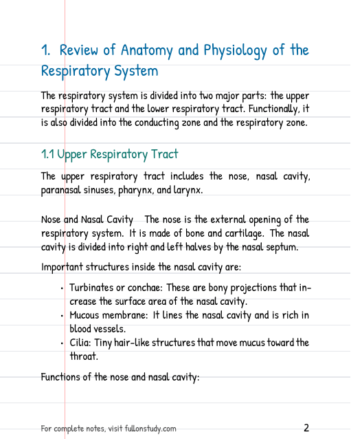 Nursing Management of patients with respiratory problems Preview Page 2