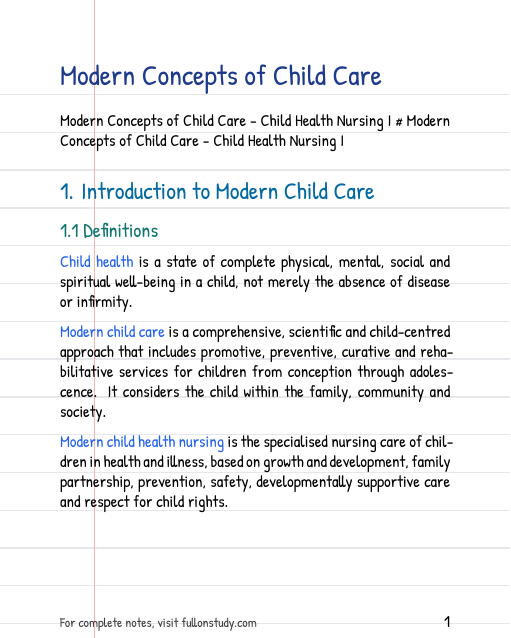 Modern Concepts of Child Care Preview Page 1